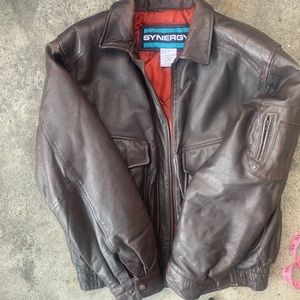 Vintage synergy leather jacket dark brown